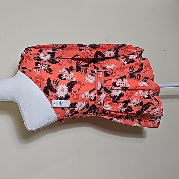 AnnTaylor One Shoulder Pink Floral Long Sleeve Blouse Size 2 - Picture 4 of 9